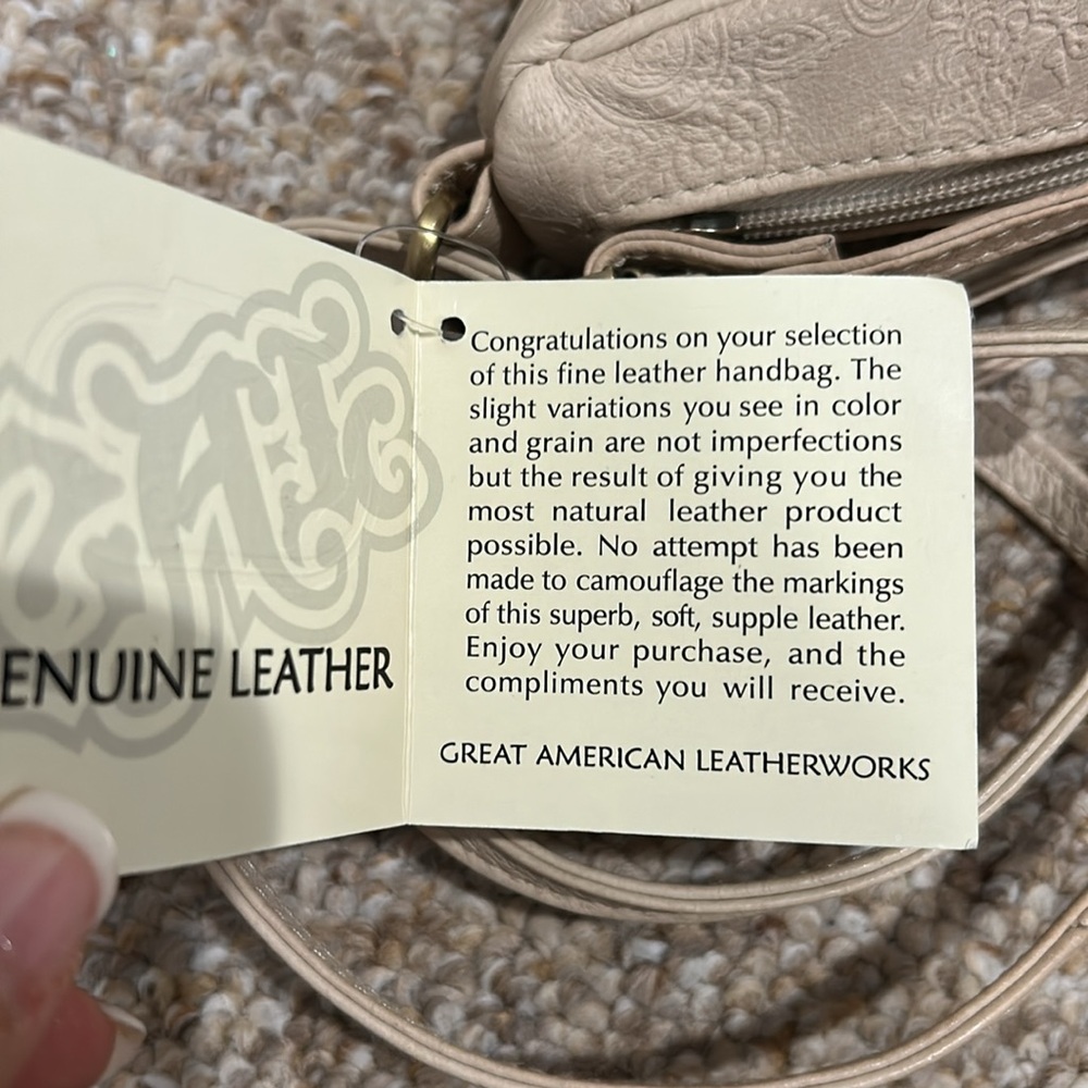 Great American Leatherworks leather mini shoulder bag NWT Paisley leather design - Picture 10 of 13